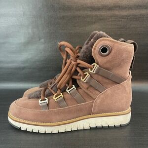 Cole Haan Zerogrand Explorer Luxe Hiker Womens 7 Brown Suede Fur Boots W22611